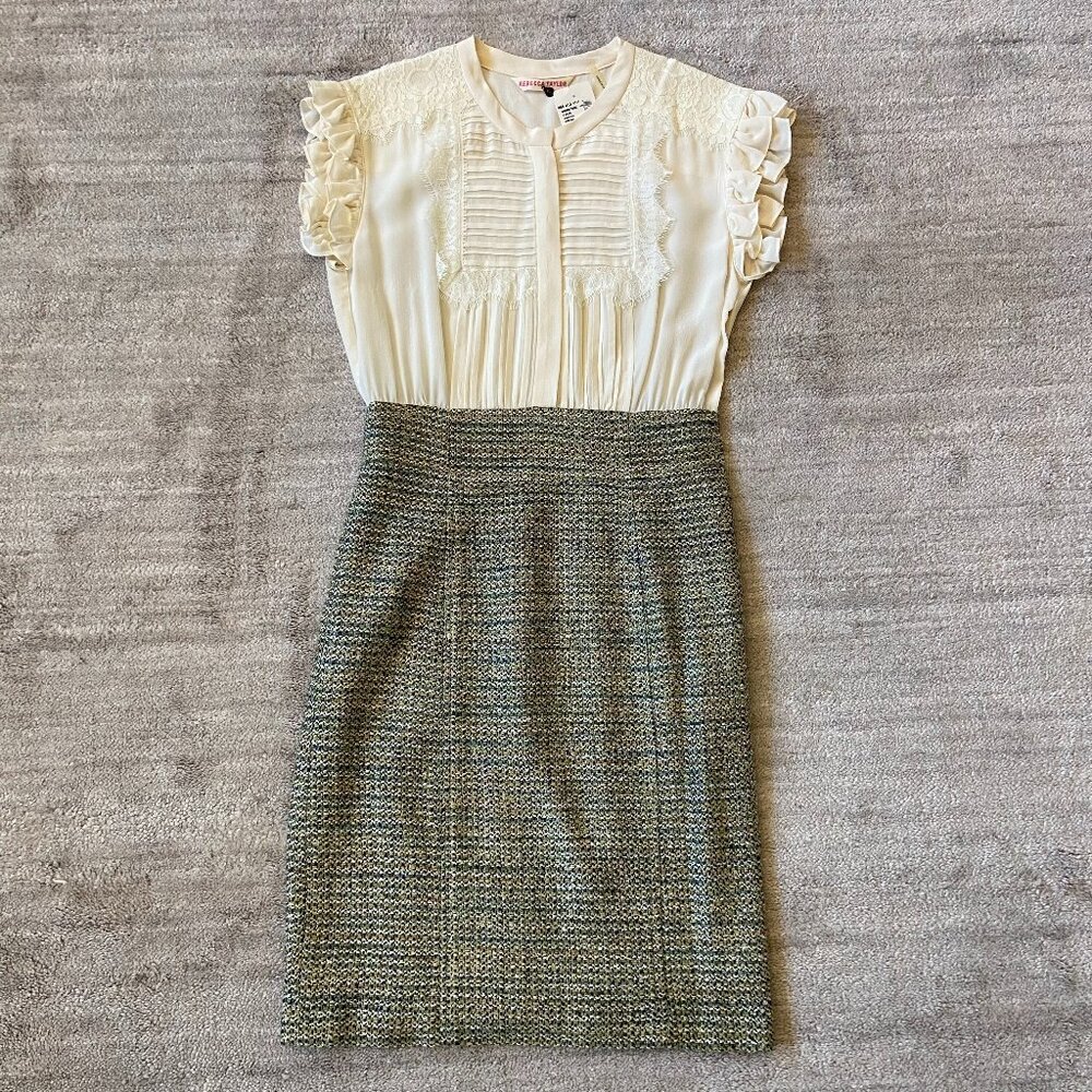 Rebecca Taylor Cream Pencil Skirt Tweed Dress NWT